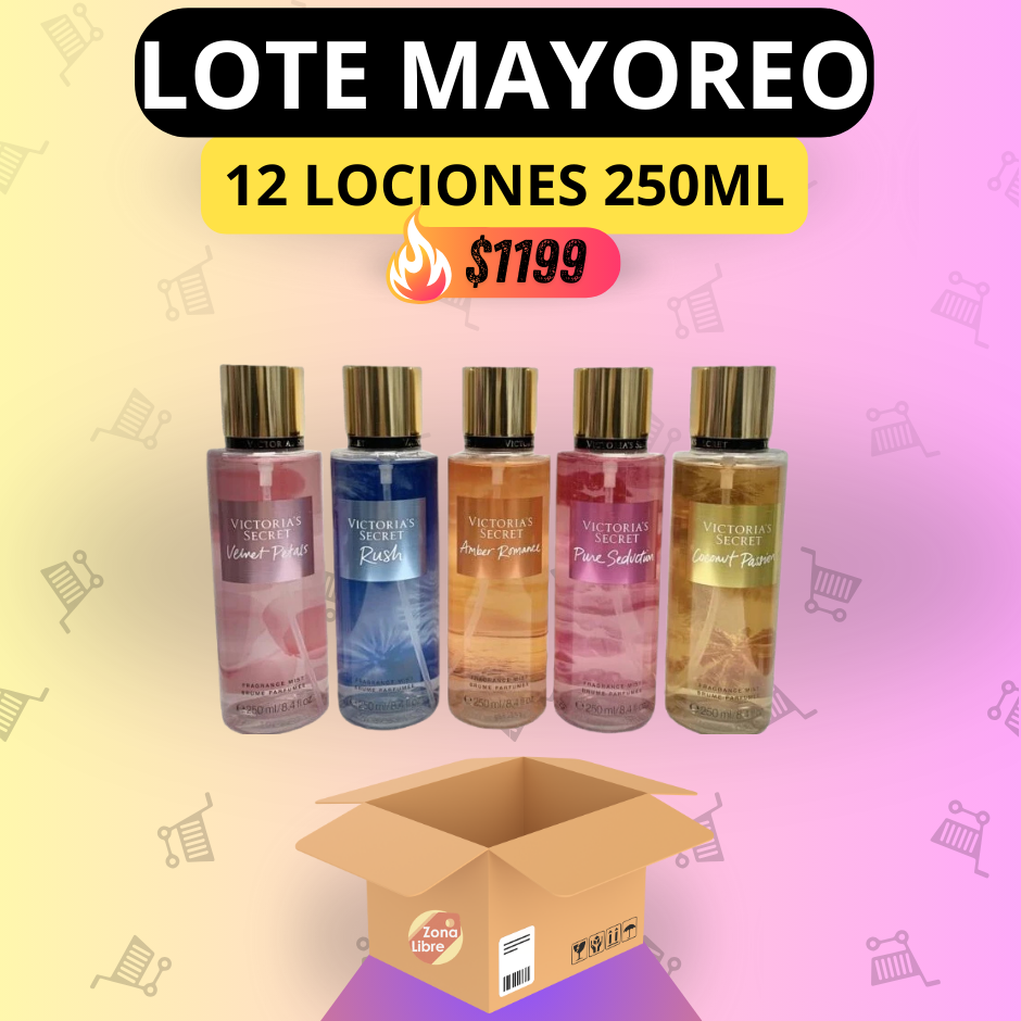 Lote de 12 Lociones Mist Victoria Secrets 250ml