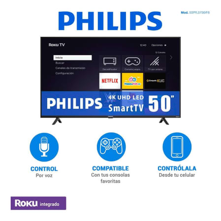 TV Philips 50 Pulgadas 4K Ultra HD Smart TV LED 50PFL5756/F8 - Zona Libre